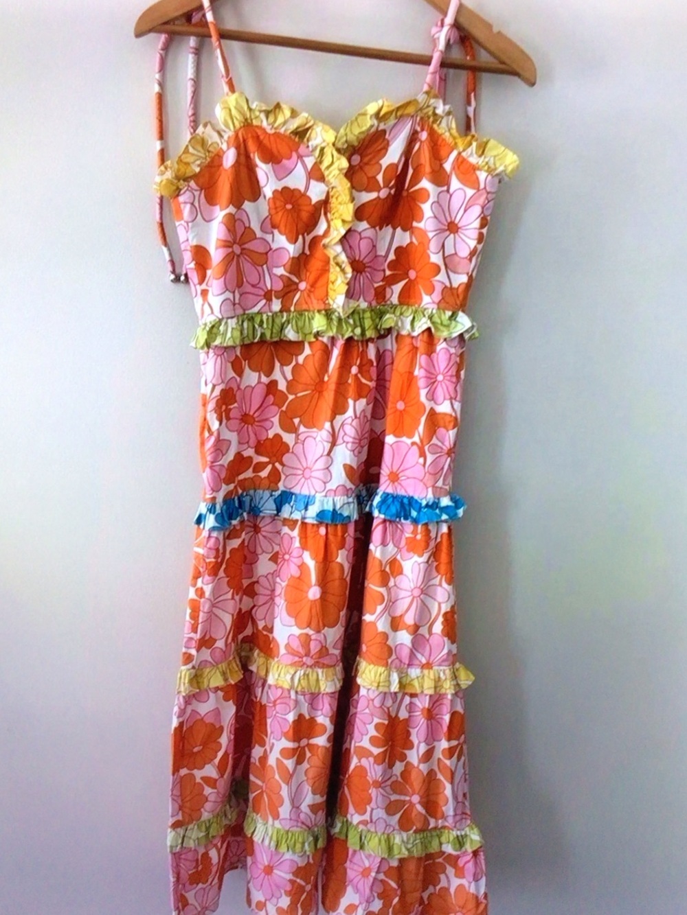 Floral Tie-Strap Sundress in Pink & Orange - Picture 13 of 13